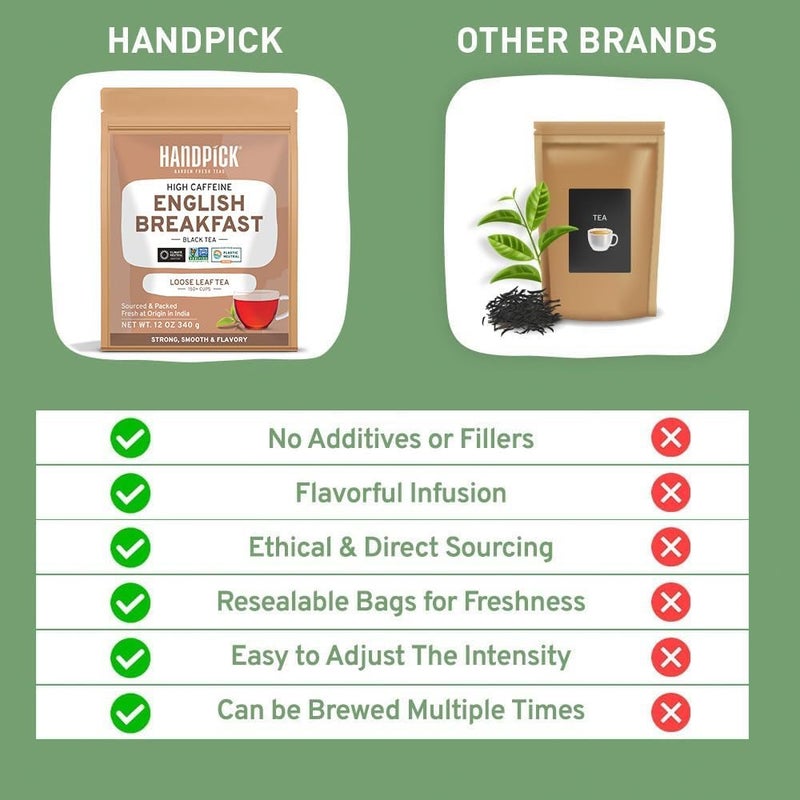 HANDPICK English Breakfast Tea Loose Leaf - 340g (12oz) Strong & Robust Black Tea - Image 5